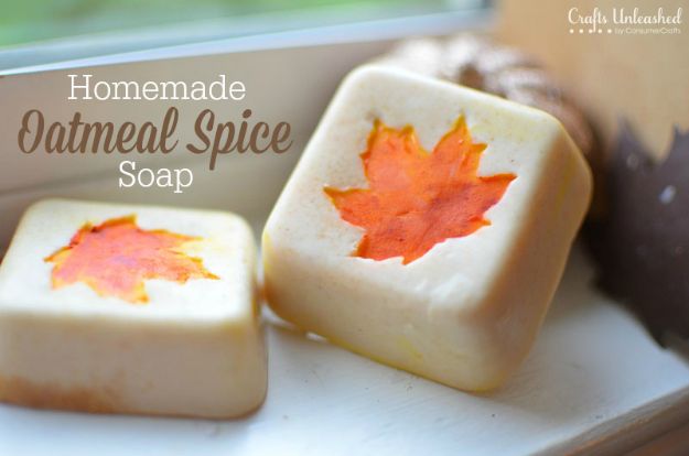 Cool Soaps To Make At Home - Autumn Leaf Oatmeal Spice Homemade Soap - DIY Soap Recipes and Ideas - Best Soap Tutorials for Soap Making Without Lye - Easy Cold Process Melt and Pour Tips for Beginners - Crockpot, Essential Oils, Homemade Natural Soaps and Products - Creative Crafts and DIY for Teens, Kids and Adults #soapmaking #diygifts #soap #soaprecipes