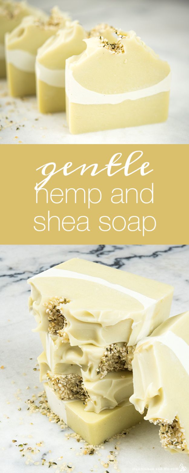 Cool Soaps To Make At Home - Gentle Hemp and Shea Soap - DIY Soap Recipes and Ideas - Best Soap Tutorials for Soap Making Without Lye - Easy Cold Process Melt and Pour Tips for Beginners - Crockpot, Essential Oils, Homemade Natural Soaps and Products - Creative Crafts and DIY for Teens, Kids and Adults #soapmaking #diygifts #soap #soaprecipes