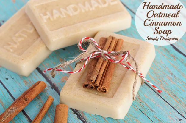 Cool Soaps To Make At Home - Handmade Oatmeal Cinnamon Soap - DIY Soap Recipes and Ideas - Best Soap Tutorials for Soap Making Without Lye - Easy Cold Process Melt and Pour Tips for Beginners - Crockpot, Essential Oils, Homemade Natural Soaps and Products - Creative Crafts and DIY for Teens, Kids and Adults #soapmaking #diygifts #soap #soaprecipes