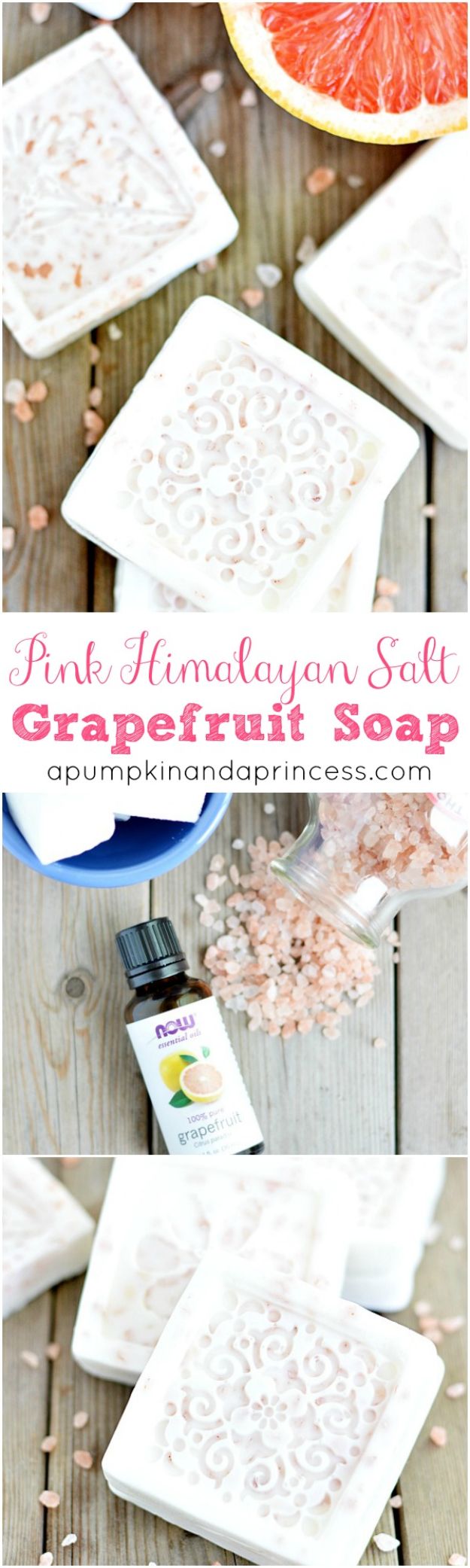 Cool Soaps To Make At Home - Pink Himalayan Salt Grapefruit Soap - DIY Soap Recipes and Ideas - Best Soap Tutorials for Soap Making Without Lye - Easy Cold Process Melt and Pour Tips for Beginners - Crockpot, Essential Oils, Homemade Natural Soaps and Products - Creative Crafts and DIY for Teens, Kids and Adults #soapmaking #diygifts #soap #soaprecipes