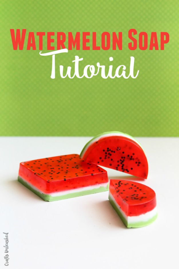 Cool Soaps To Make At Home - Watermelon Soap - DIY Soap Recipes and Ideas - Best Soap Tutorials for Soap Making Without Lye - Easy Cold Process Melt and Pour Tips for Beginners - Crockpot, Essential Oils, Homemade Natural Soaps and Products - Creative Crafts and DIY for Teens, Kids and Adults #soapmaking #diygifts #soap #soaprecipes