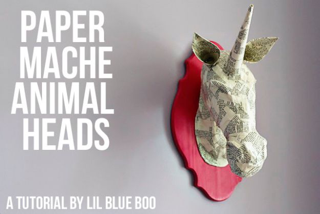 Creative Paper Mache Crafts - Paper Mache Animal Heads - Easy DIY Ideas for Making Paper Mache Projects - Cool Newspaper and Paper Bag Craft Tips - Recipe for for How To Make Homemade Paper Mashe paste - Halloween Masks and Costume Tutorials - Sculpture, Animals and Ideas for Kids #diyideas #papermache #teencrafts #crafts