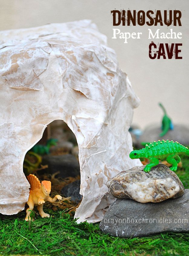Creative Paper Mache Crafts - Paper Mache Dinosaur Cave - Easy DIY Ideas for Making Paper Mache Projects - Cool Newspaper and Paper Bag Craft Tips - Recipe for for How To Make Homemade Paper Mashe paste - Halloween Masks and Costume Tutorials - Sculpture, Animals and Ideas for Kids #diyideas #papermache #teencrafts #crafts