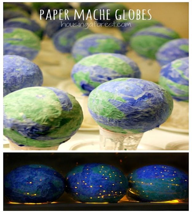 Creative Paper Mache Crafts - Paper Mache Light Up Globes - Easy DIY Ideas for Making Paper Mache Projects - Cool Newspaper and Paper Bag Craft Tips - Recipe for for How To Make Homemade Paper Mashe paste - Halloween Masks and Costume Tutorials - Sculpture, Animals and Ideas for Kids #diyideas #papermache #teencrafts #crafts