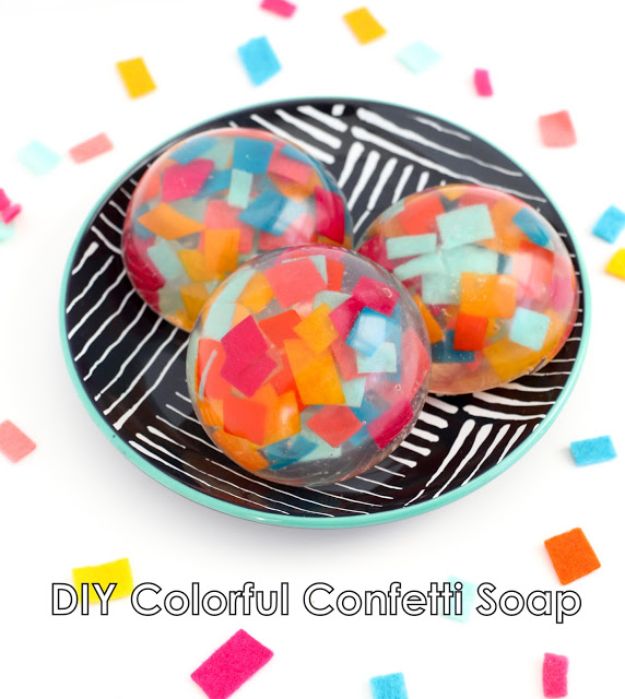 Soap Recipes DIY - DIY Colorful Confetti Soap - DIY Soap Recipe Ideas - Best Soap Tutorials for Soap Making Without Lye - Easy Cold Process Melt and Pour Tips for Beginners - Crockpot, Essential Oils, Homemade Natural Soaps and Products - Creative Crafts and DIY for Teens, Kids and Adults #soaprecipes #diygifts #soapmaking