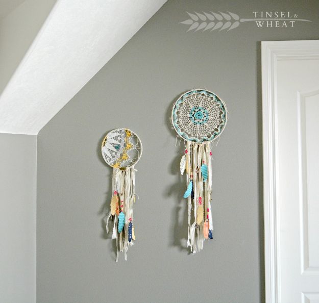 DIY Dream Catchers - DIY Doily Dreamcatcher - How to Make a Dreamcatcher Step by Step Tutorial - Easy Ideas for Dream Catcher for Kids Room - Make a Mobile, Moon Designs, Pattern Ideas, Boho Dreamcatcher With Sticks, Cool Wall Hangings for Teen Rooms - Cheap Home Decor Ideas on A Budget #diyideas #teencrafts #dreamcatchers