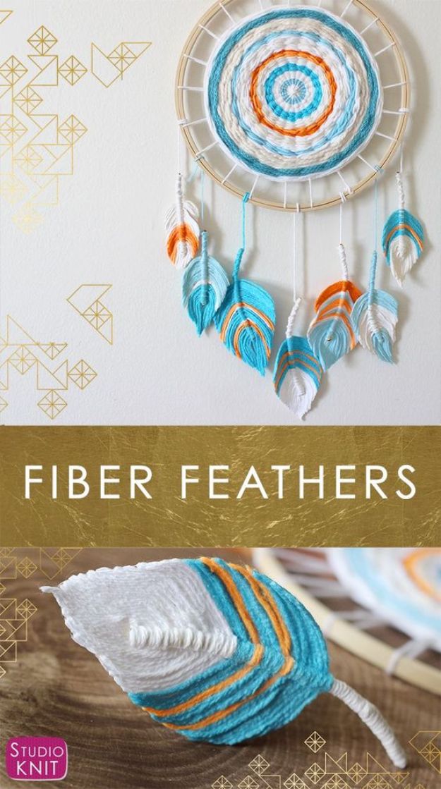 DIY Dream Catchers - Fiber Feather Dreamcatcher - How to Make a Dreamcatcher Step by Step Tutorial - Easy Ideas for Dream Catcher for Kids Room - Make a Mobile, Moon Designs, Pattern Ideas, Boho Dreamcatcher With Sticks, Cool Wall Hangings for Teen Rooms - Cheap Home Decor Ideas on A Budget #diyideas #teencrafts #dreamcatchers