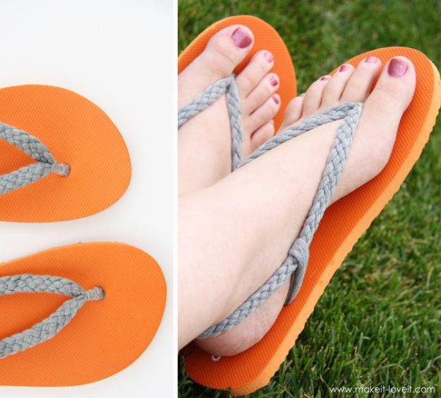 DIY Ideas With Old T-shirts - Braided Flip Flops - Tshirt Makeovers and Transformation Ideas for Tee Shirts - DIY Clothes to Make On A Budgert - Creative and Easy Fashion Ideas for Teen Girls, Teenagers, Adults - Cut and Refashion Your Shirts With These Step by Step Tutorials #teencrafts #tshirtideas #diyclothes #fashion #crafts