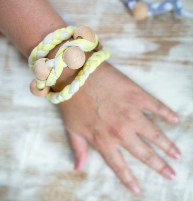 DIY Ideas With Old T-shirts - Braided T-Shirt Bracelet - Tshirt Makeovers and Transformation Ideas for Tee Shirts - DIY Clothes to Make On A Budgert - Creative and Easy Fashion Ideas for Teen Girls, Teenagers, Adults - Cut and Refashion Your Shirts With These Step by Step Tutorials #teencrafts #tshirtideas #diyclothes #fashion #crafts