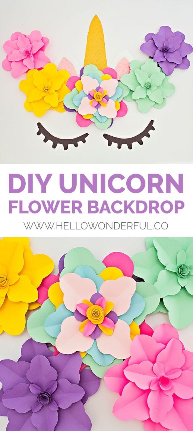 DIY Unicorn Party Ideas - DIY Unicorn Flower Backdrop - Throw A Unicorn Themed Party With These Cheap and Easy but Super Creative Projects - Unicorns Decorations for Parties With Rainbow, Glitter and Fun Colors - Banners, Signs, Cakes and Tabletop Decor for the Best Birthday Party Ever - Girls, Teens and Kids Love These Fun Crafts #birthdayparty #partyideas #unicorn #kidparty