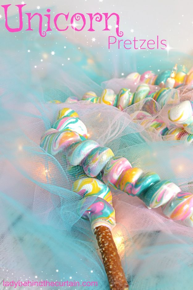 DIY Unicorn Party Ideas - Unicorn Pretzels - Throw A Unicorn Themed Party With These Cheap and Easy but Super Creative Projects - Unicorns Decorations for Parties With Rainbow, Glitter and Fun Colors - Banners, Signs, Cakes and Tabletop Decor for the Best Birthday Party Ever - Girls, Teens and Kids Love These Fun Crafts #birthdayparty #partyideas #unicorn #kidparty