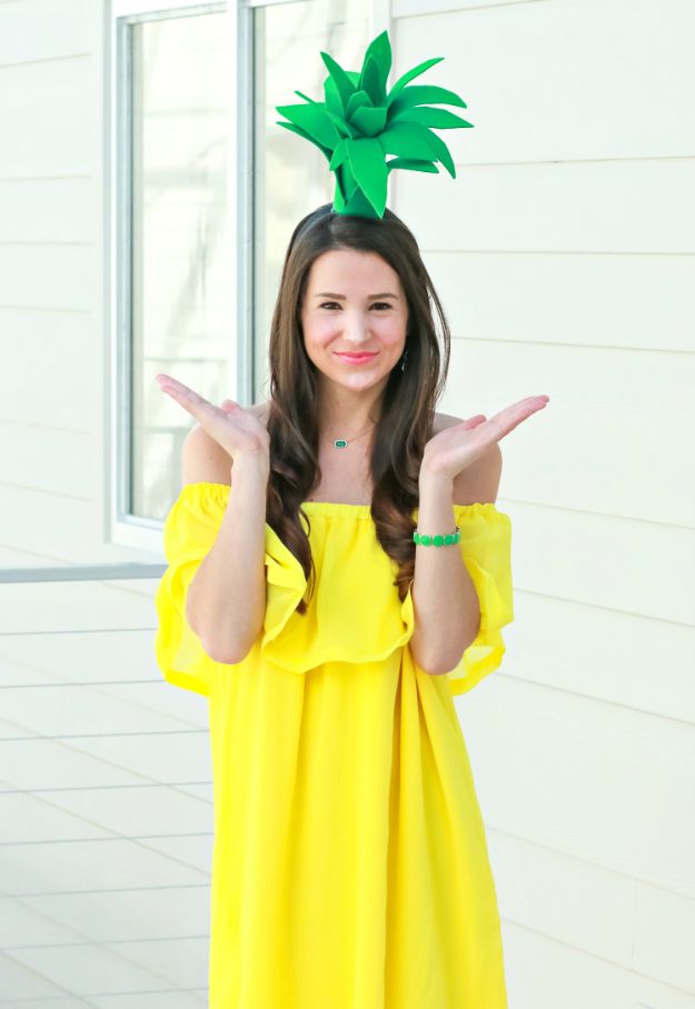 Teen Costume Ideas - $3 DIY Pineapple Costume - Easy Costumes for Halloween - Cheap DIY Costumes for Teens - Scary, Spooky, Ideas for Couples, Groups and Friends - Quick Last Minute Hallloween Costumes, Best Celebrity Ideas - Dolls, Zombies, Ghosts, Makeup Tutorials Teenagers Dress Up Idea- 