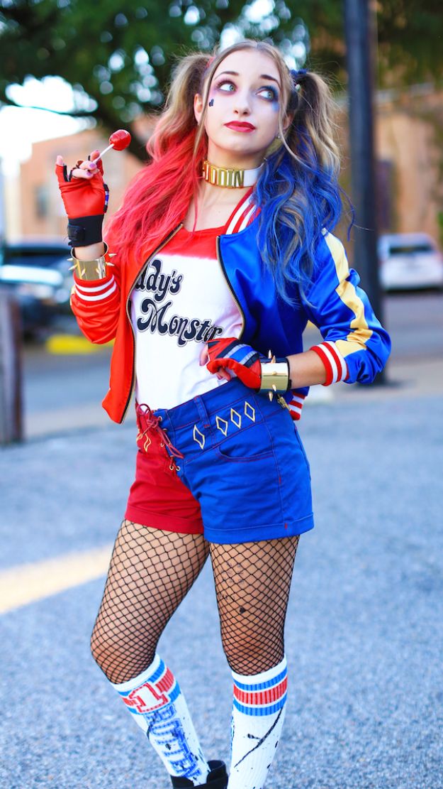 Teen Costume Ideas - Harley Quinn Costume - Easy Costumes for Halloween - Cheap DIY Costumes for Teens - Scary, Spooky, Ideas for Couples, Groups and Friends - Quick Last Minute Hallloween Costumes, Best Celebrity Ideas - Dolls, Zombies, Ghosts, Makeup Tutorials Teenagers Dress Up Idea-