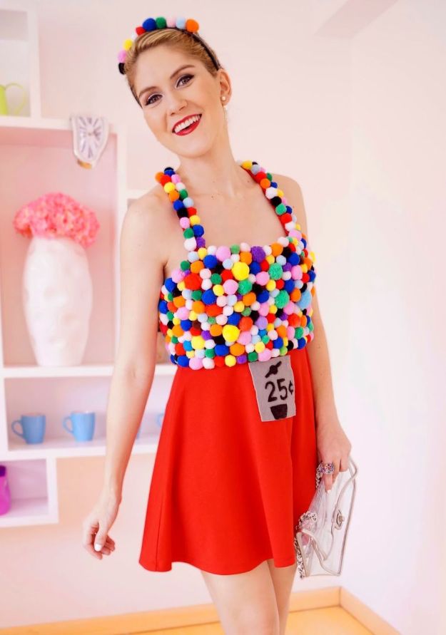 Teen Costume Ideas - Homemade Gumball Machine Costume - Easy Costumes for Halloween - Cheap DIY Costumes for Teens - Scary, Spooky, Ideas for Couples, Groups and Friends - Quick Last Minute Hallloween Costumes, Best Celebrity Ideas - Dolls, Zombies, Ghosts, Makeup Tutorials Teenagers Dress Up Idea-
