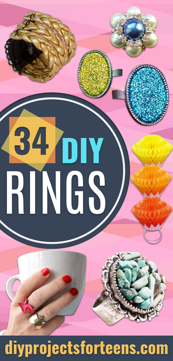 DIY Rings With Step by Step DYI Handmade Jewelry Tutorial- Easy Ring Tutorial for Wore, Paperclip, Stone Jewelry, Wood, Metal, Boho Ideas - Cheap Jewelry Making Ideas and Teen Gift Idea #diyjewelry #rings