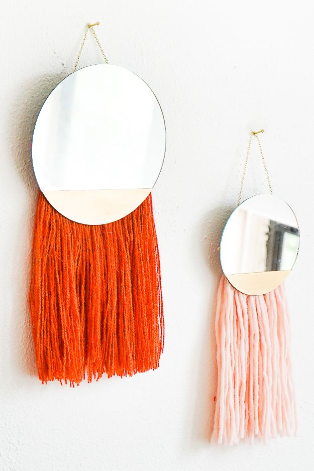 Cheap DIY Boho Wall Decor Ideas - DIY Fringed Mirror Wall Hanging - Cute and Easy Room Decor for Teens - Ideas for Teenager Bedroom Walls - Boys and Girls Room Canvas Wall Art and Decorating #teen #roomdecor #diydecor