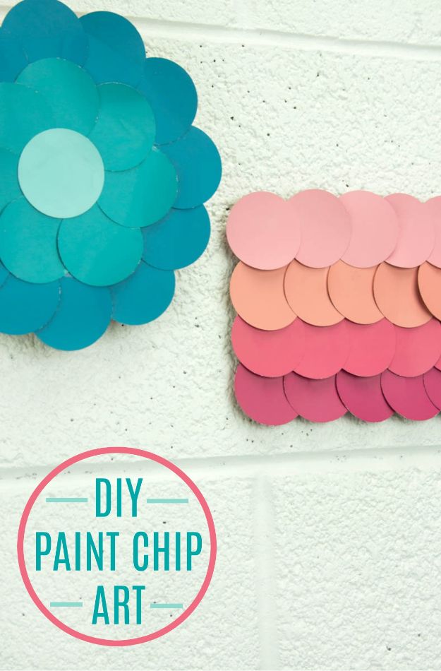 Cheap Wall Decor Ideas - DIY Paint Chip Wall Art - Cute and Easy Room Decor for Teens - Ideas for Teenager Bedroom Walls - Boys and Girls Room Canvas Wall Art and Decorating #teen #roomdecor #diydecor
