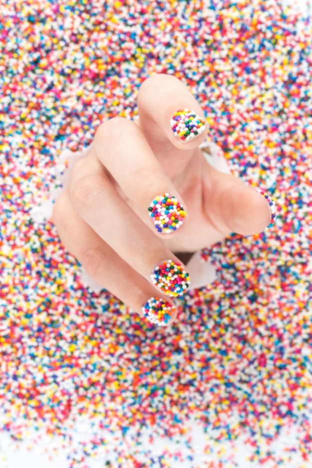 DIY Nail Art Ideas - DIY Sprinkle Nails - Easy Step by Step Design Idea for Nails - How to Make Manicures at Home Simple - Paint and Polish Tips #nailart #naildesigns #nailart #diynails #diybeauty #naildesigns #teencrafts