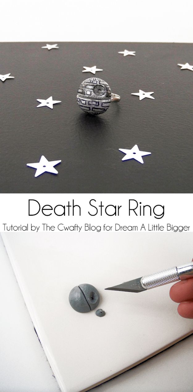 DIY Rings - Death Star Ring - Easy Ring Tutorial for Wore, Paperclip, Stone Jewelry, Wood, Metal, Boho Ideas - Cheap Jewelry Making Ideas #diyjewelry #rings