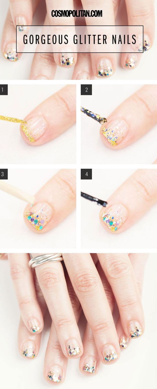 DIY Nail Art Ideas - Gorgeous Glitter Nail Art - Easy Step by Step Design Idea for Nails - How to Make Manicures at Home Simple - Paint and Polish Tips #nailart #naildesigns #nailart #diynails #diybeauty #naildesigns #teencrafts