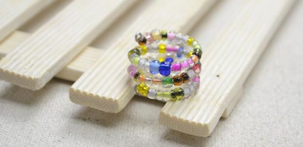 DIY Rings - Multi-Strand Ring with Colorful Seed Beads - Easy Ring Tutorial for Wore, Paperclip, Stone Jewelry, Wood, Metal, Boho Ideas - Cheap Jewelry Making Ideas #diyjewelry #rings