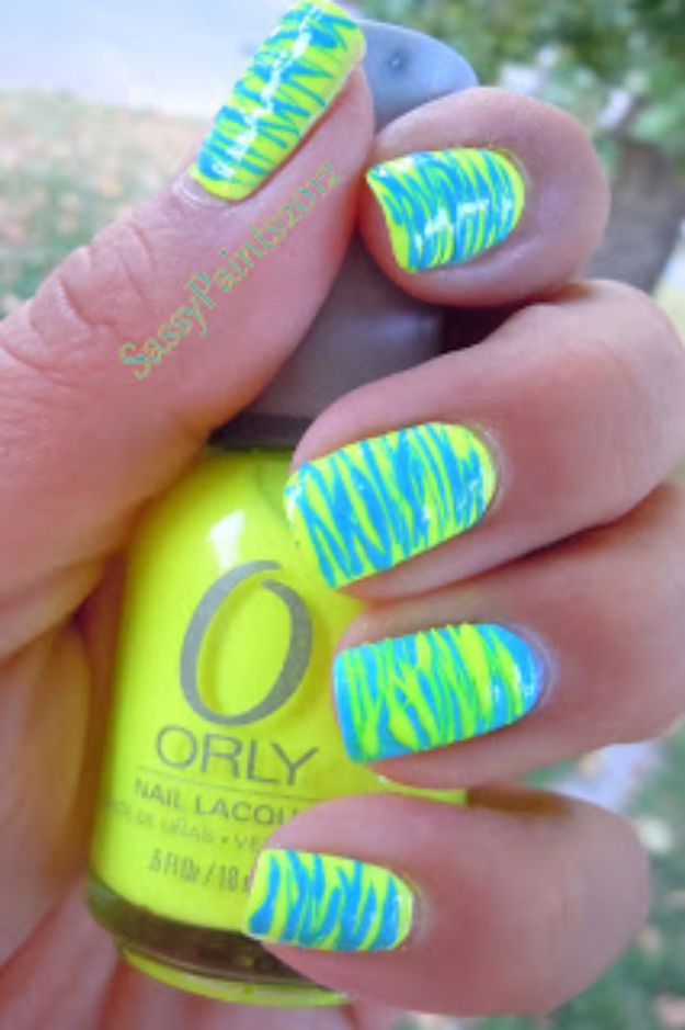 DIY Nail Art Ideas - Neon Spun Sugar - Easy Step by Step Design Idea for Nails - How to Make Manicures at Home Simple - Paint and Polish Tips #nailart #naildesigns #nailart #diynails #diybeauty #naildesigns #teencrafts