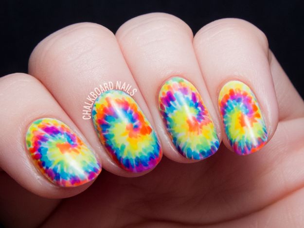 DIY Nail Art Ideas - Tie Dye Nail Art Tutorial - Easy Step by Step Design Idea for Nails - How to Make Manicures at Home Simple - Paint and Polish Tips #nailart #naildesigns #nailart #diynails #diybeauty #naildesigns #teencrafts