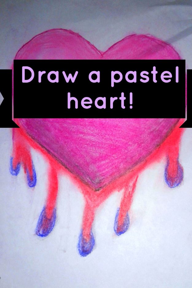 100 How To Draw Tutorials - Draw a Broken Bleeding Heart in Pastel - Eyes, Hair, Face, Lips, People, Animals, Hands - Step by Step Drawing Tutorial for Beginners - Free Easy Lessons
