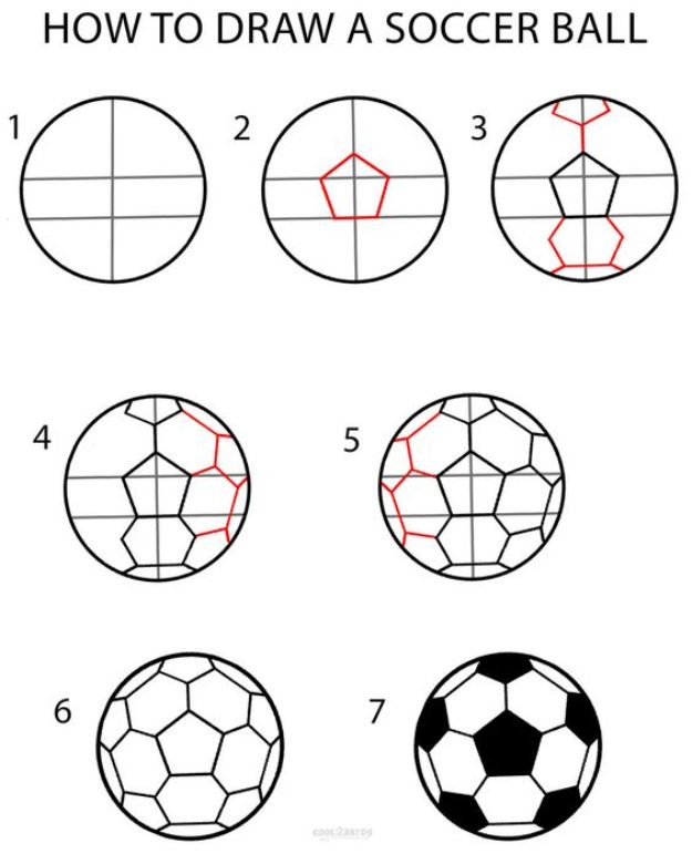 100 How To Draw Tutorials - Draw a Soccer Ball - Eyes, Hair, Face, Lips, People, Animals, Hands - Step by Step Drawing Tutorial for Beginners - Free Easy Lessons