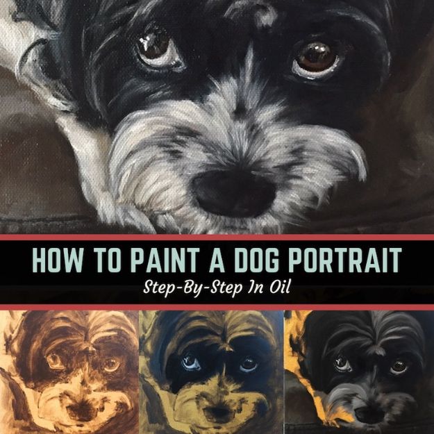 How to Draw Dogs -Paint A Dog Portrait Step-By-Step In Oil - Easy Step by Step Drawing Tutorial - Learn How To Draw A Dog and Cute Puppies - Cartoon and Realistic Animals