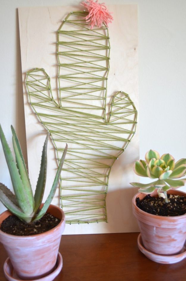 DIY Cactus Crafts | Easy Cactus String Art Tutorial Step by Step l Craft Ideas and Home Decor | Painting Tutorials, Gifts, Rocks, Cardboard, Wood Cactus Decorations
