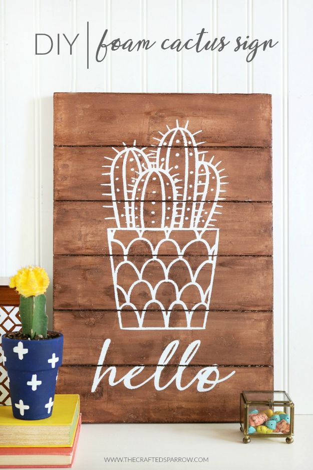 DIY Cactus Crafts | DIY Foam Cactus Sign l Craft Ideas and Home Decor | Painting Tutorials, Gifts, Rocks, Cardboard, Wood Cactus Decorations