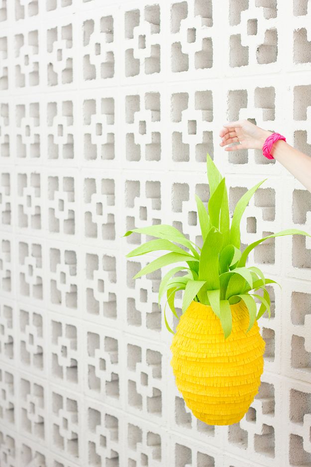Pineapple Crafts - DIY Pineapple Piñata - Cute Craft Projects That Make Cool DIY Gifts - Wall Decor, Bedroom Art, Jewelry Idea