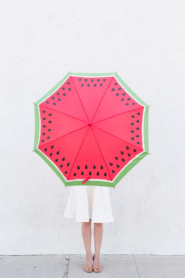 Watermelon Crafts - DIY Watermelon Umbrella - Easy DIY Ideas With Watermelons - Cute Craft Projects That Make Cool DIY Gifts - Wall Decor, Bedroom Art, Jewelry Idea