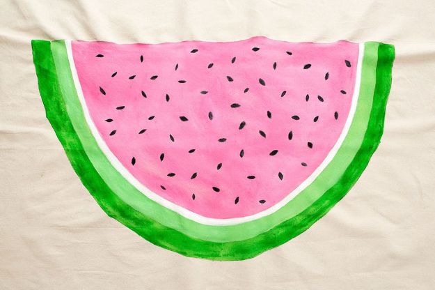 Watermelon Crafts - Drop Cloth Picnic Blanket - Easy DIY Ideas With Watermelons - Cute Craft Projects That Make Cool DIY Gifts - Wall Decor, Bedroom Art, Jewelry Idea