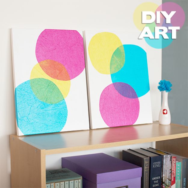 DIY Wall Art Ideas for Teens - DIY Bubbles Wall Art - Teen Boy and Girl Bedroom Wall Decor Ideas - Cheap Canvas Paintings and Wall Hangings For Room Decoration