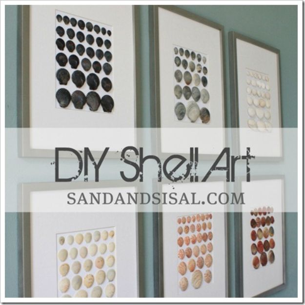 DIY Wall Art Ideas for Teens - DIY Shell Art - Teen Boy and Girl Bedroom Wall Decor Ideas - Cheap Canvas Paintings and Wall Hangings For Room Decoration