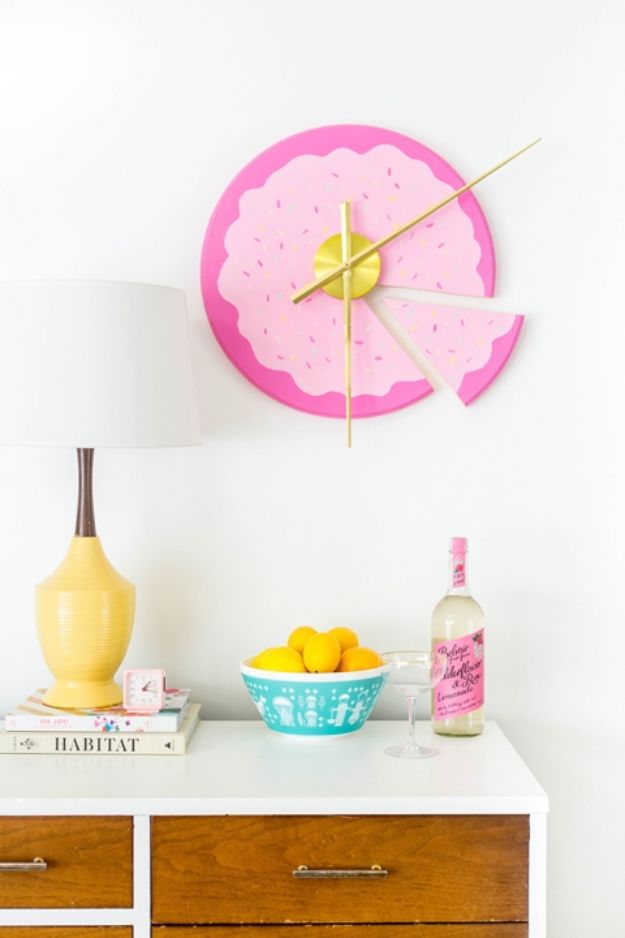 DIY Wall Art Ideas for Teens - DIY Sliced Cake Wall Clock - Teen Boy and Girl Bedroom Wall Decor Ideas - Cheap Canvas Paintings and Wall Hangings For Room Decoration