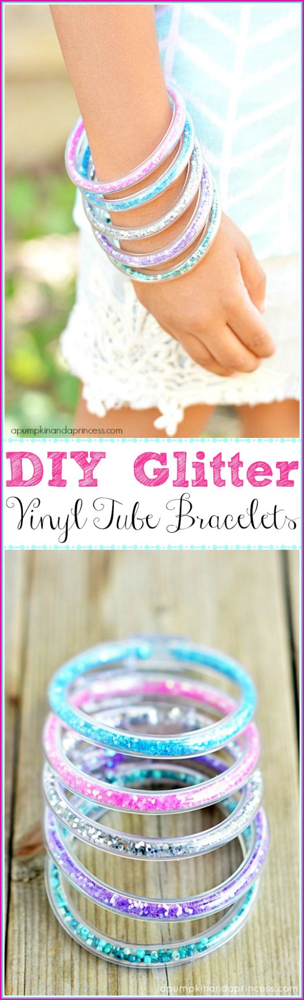 Easy Crafts for Teen Girls | Glitter Vinyl Tube Bracelets l Fun Craft and DIY Ideas for Teenagers and Tween Girl | Room Decor and Gifts